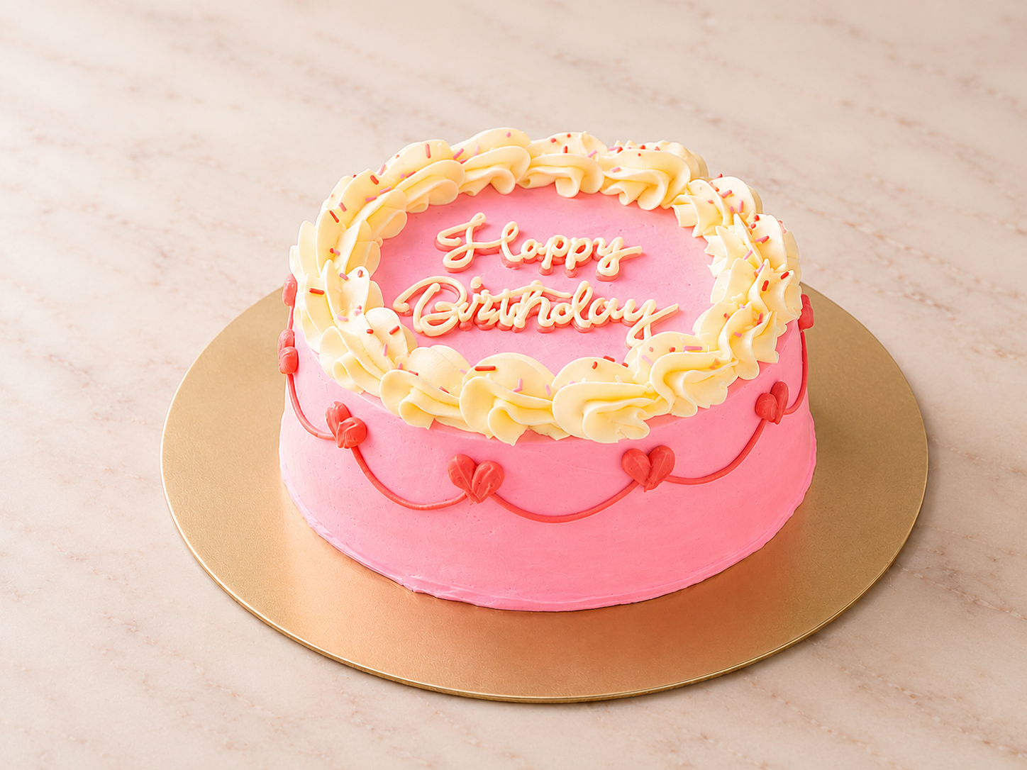 ビビットピンクのヴィンテージケーキ　FOR YOU